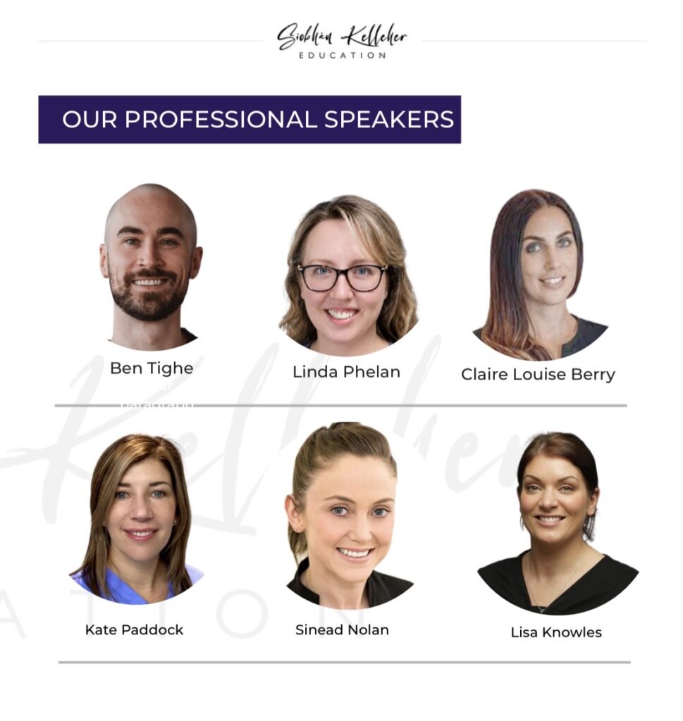 Our professional speakers: Ben Tighe, Linda Phelan, Claire Louise Berry, Kate Paddock, Sinead Nolan, Lisa Knowles